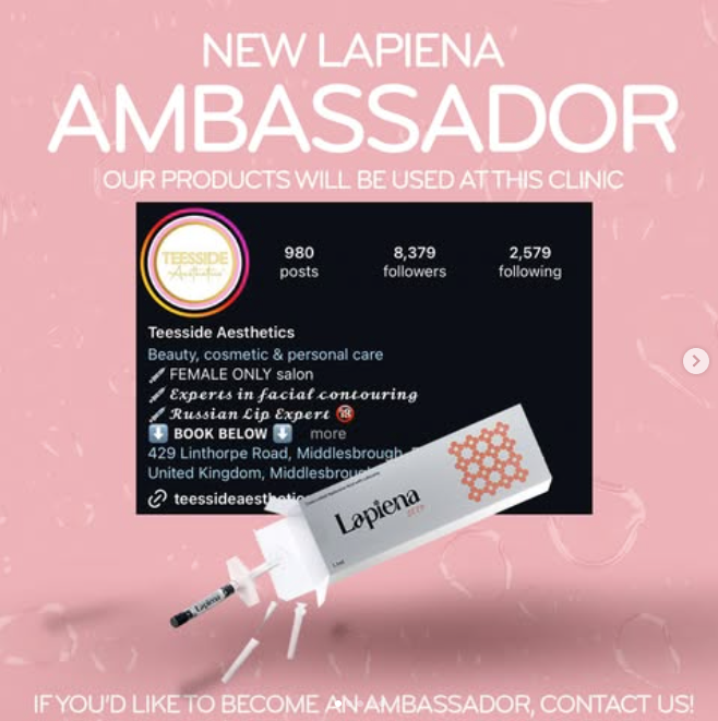 Lapiena dermal filler Ambassador